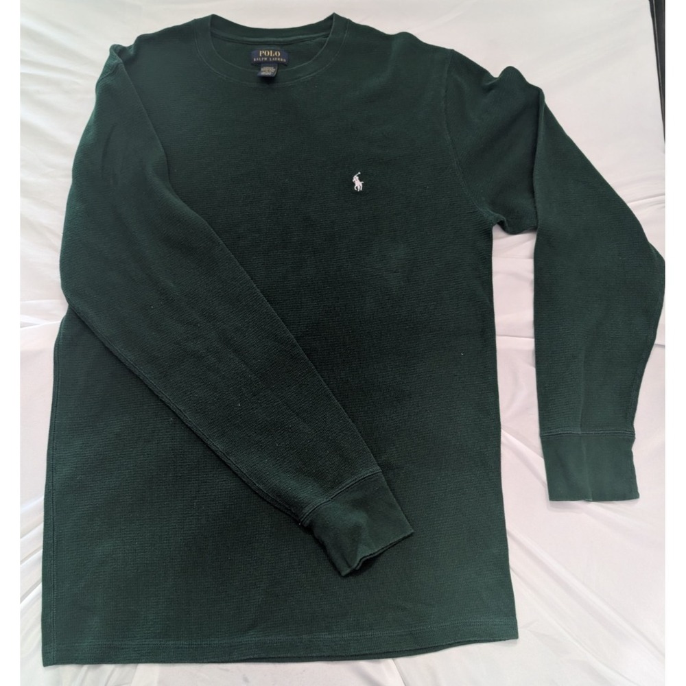 Polo Ralph Lauren Shirt Mens 1XT 1XL Green Thermal Waffle Knit Long Sleeve Sleep